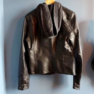 Free People Leather Jacket, Black, Medium